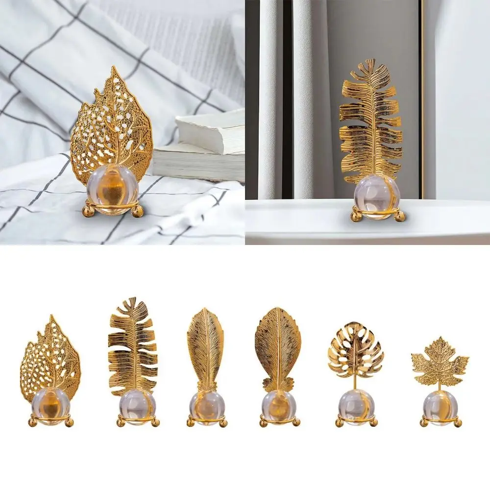 Fine Craftsmanship Leaf Ball Ornaments Rust-proof Luxury Crystal Ball Table Decoration Vivid Details Artwork Non-slip