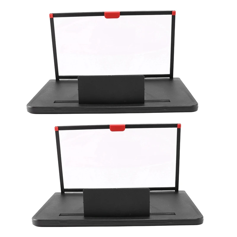 

2X Mobile Phone Screen Magnifier 12 Inch 3D HD Video Amplifier Stand Bracket With Movie Game Black Folding Desk Holder