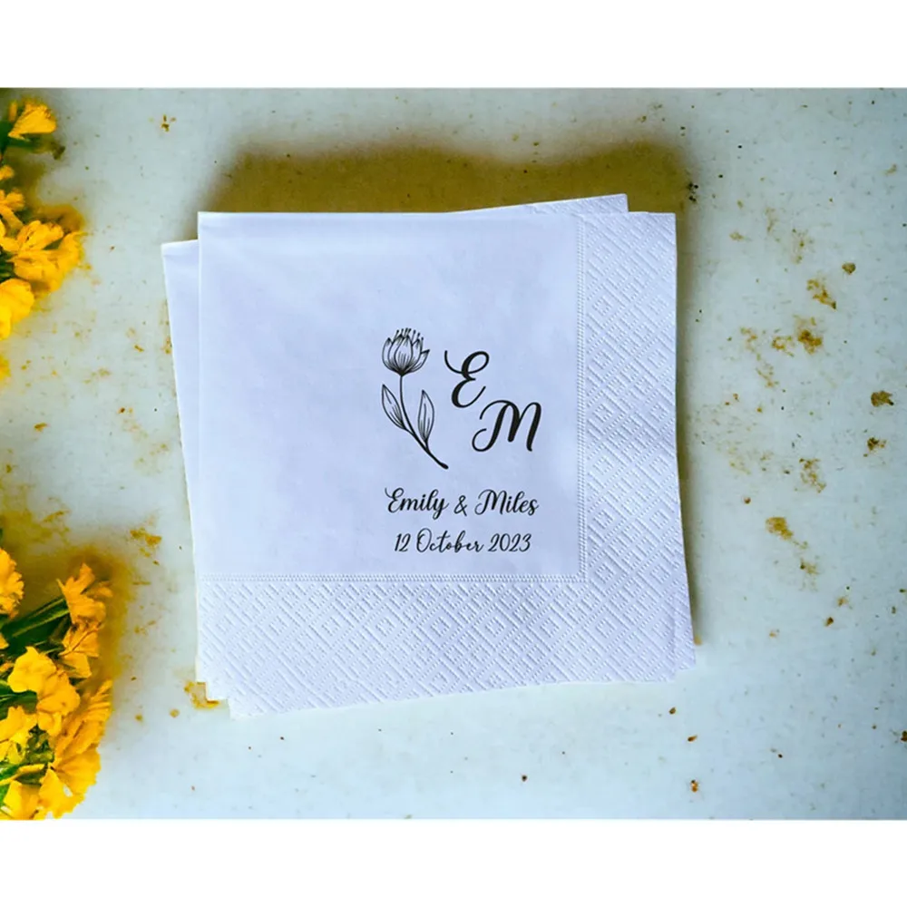 

50PCS Personalized Napkins, Wedding Napkin, Dinner Napkin, Coctail, Lunch, Custom Napkin