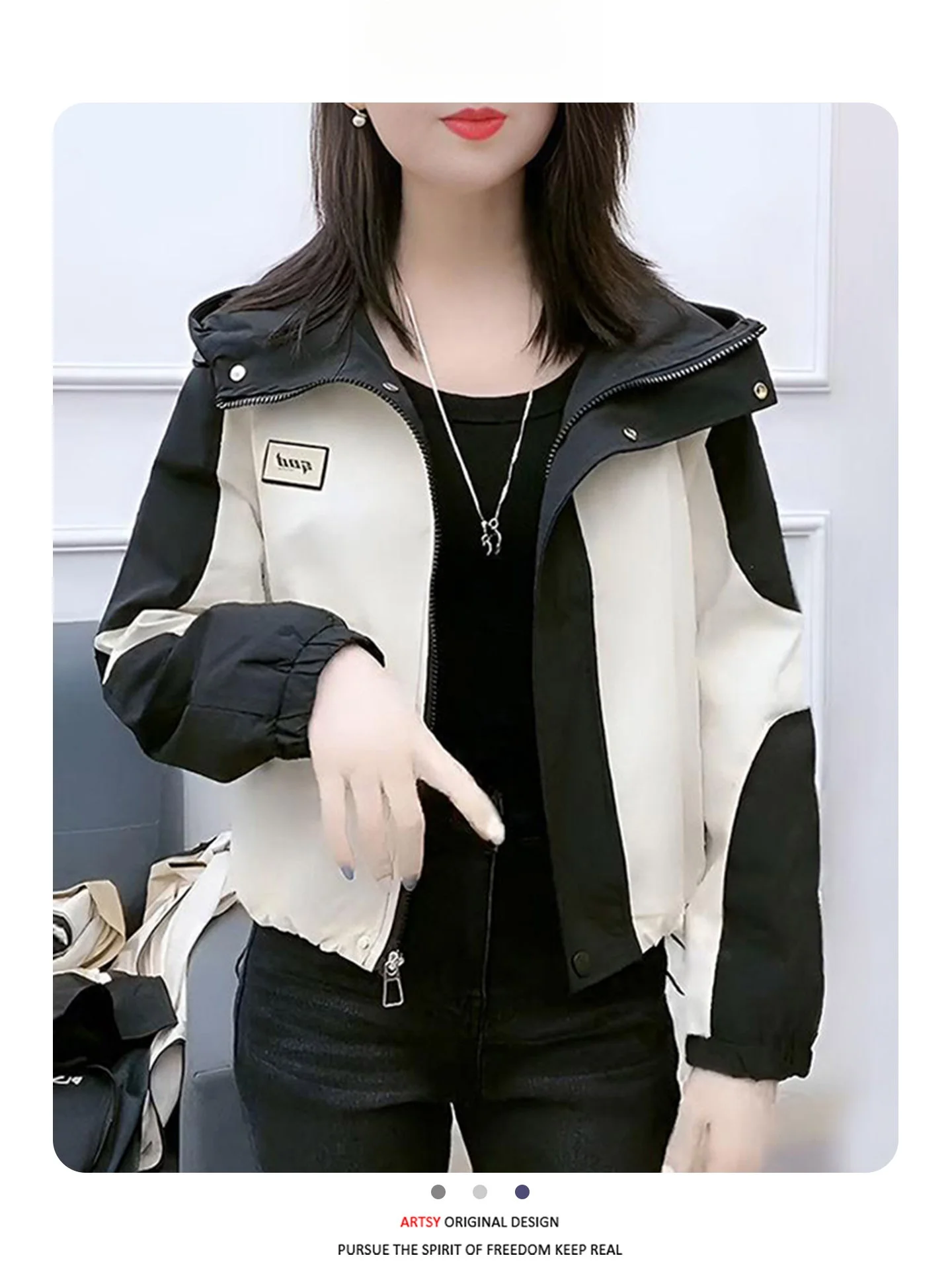 

Весна-Осень 2026: Новая женская укороченная куртка-ветровка свободного кроя с капюшоном, дышащая, с длинными рукавами, повседневная верхняя одежда