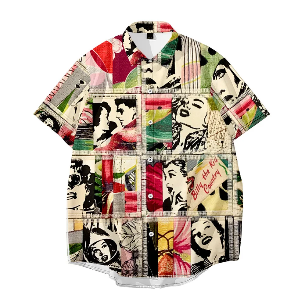 Camisa hawaiana para hombre, ropa de calle con estampado de cómics, cuello vuelto, informal, de manga corta, de verano, de gran tamaño, 4XL, 5XL, 6XL