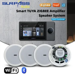 Sistema Android 8.1 da 8 pollici Amplificatore audio WiFi Pannello musicale BT Supporto HiFi TUYA ZIGBEE con altoparlante da soffitto Kit sistema PA per la casa