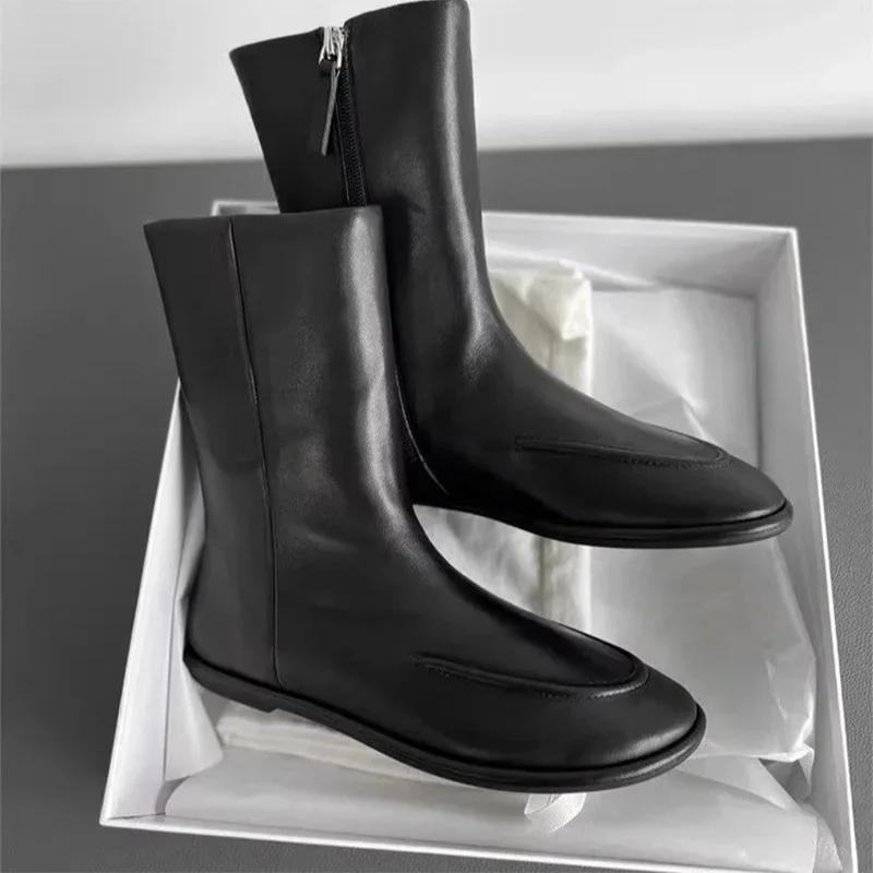 

Flats Women Chelsea Boots Walking Zipper Trend Shoes Winter 2024 Fahsion New Ankle Boots Casual Goth Punk Mujer Motocycle Botas