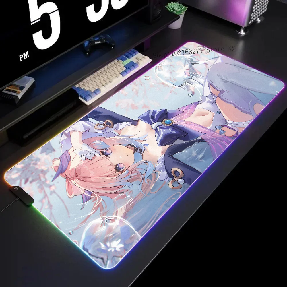 

Sangonomiya Kokomi Genshin Impact Mousepad XXL RGB Gaming Mouse Pads HD Black Gamer Accessories Large LED