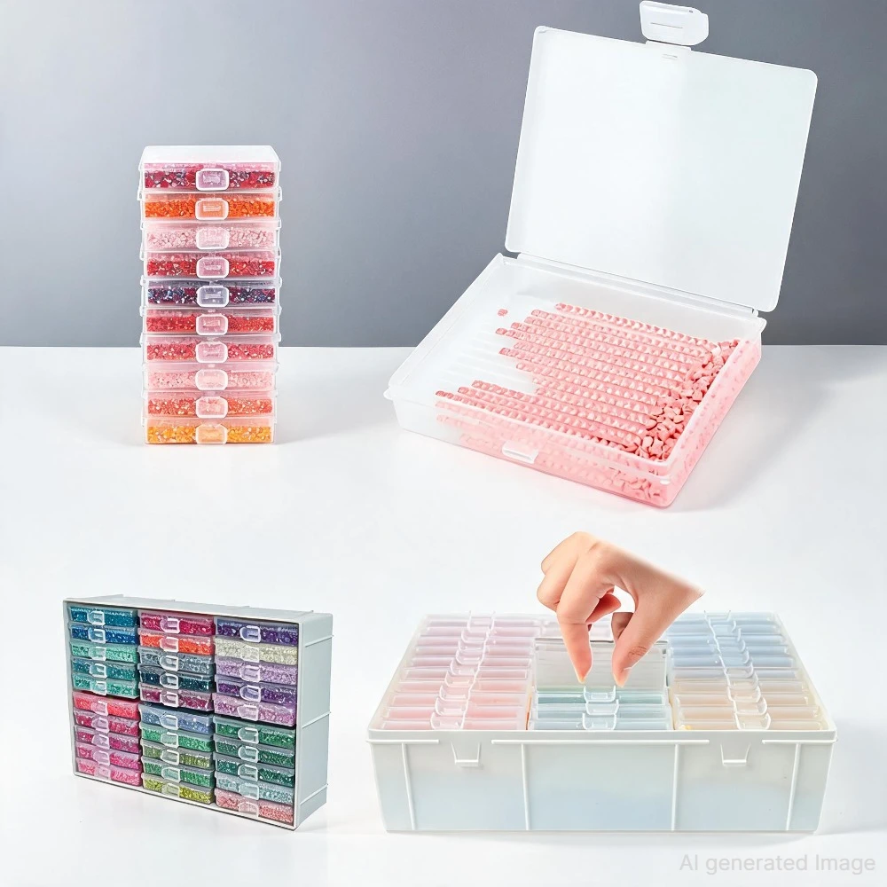 30 Stück Diamant-Malerei-Arbeitsschalen mit Aufbewahrungsbox - 5D Mosaik-Diamant-Stickerei-Werkzeug-Organizer, Schalen für DIY-Bastelarbeiten 2028