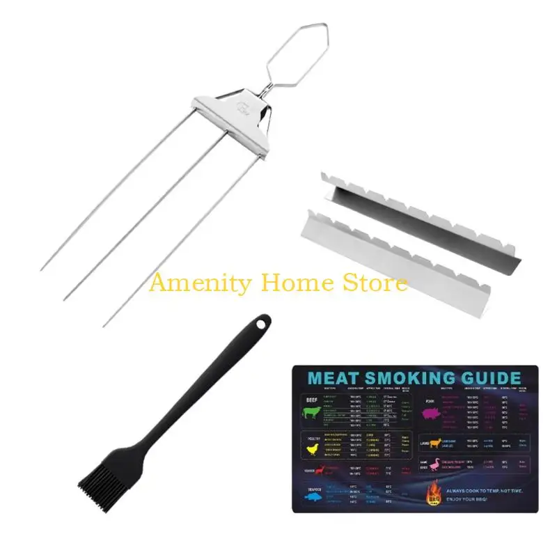 

F26C Multipurpose Nonrust Steel BBQ Fork Set With Extended Handle Grilling Equipment For Easy Flipping And Comfortable Grip