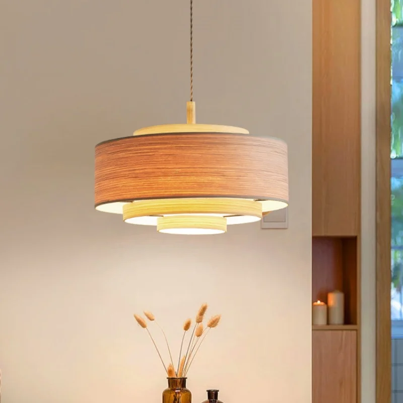 

Японский подвесной светильник в стиле ваби-саби в стиле ретро, светодиодный светильник для проживания в семье, спальня, кабинет, дизайнерский антикварный деревянный подвесной светильник Дзен-Дух, чайный домик