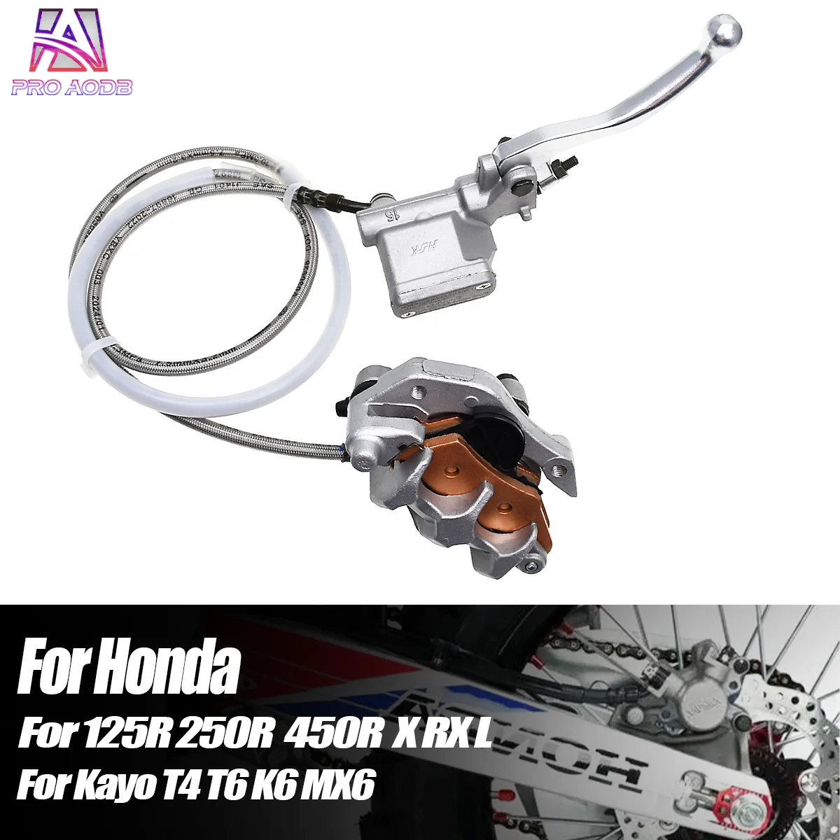 ホンダcr125r、cr250r、crf250r、450r、250x、450x、450l、450rwe、250rx、450rx用、フロント・リア油圧ブレーキポンプアセンブリ、キャリパー、オイルホース