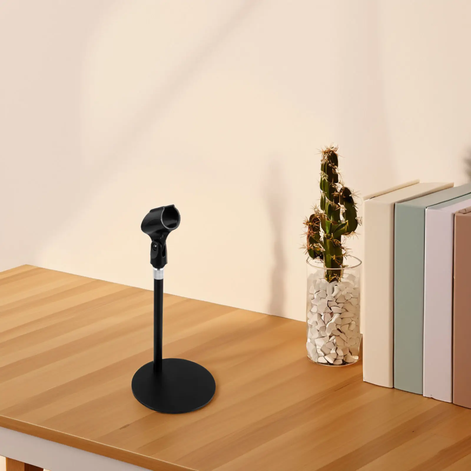 Compact Desktop Mic Stand Adjustable Height Mini Table Mic Stand Round Weighted Base Shock Absorption for Streaming Podcasting