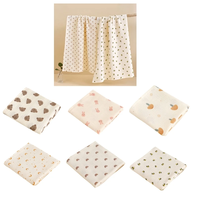 Cobertor Swaddle de algodão do bebê, Toalha de banho para meninos e meninas, Cobertura de carrinho respirável, Confortável, Alto Absorvente