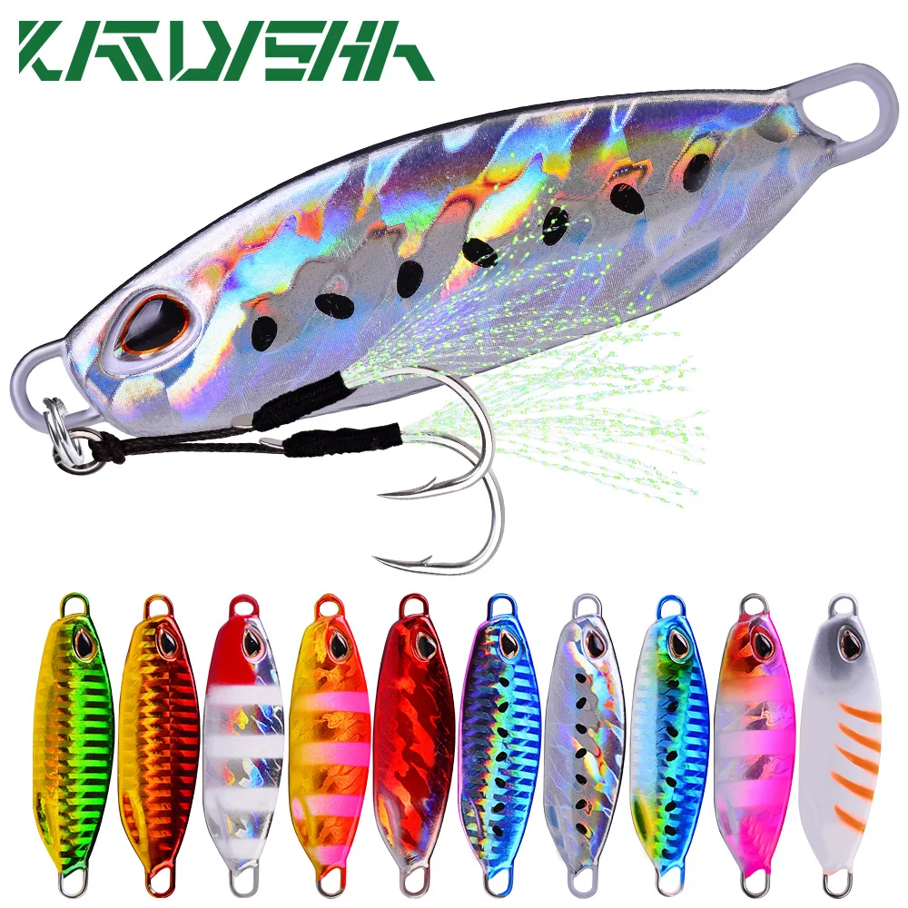 

KATYUSHA 1PC Drag Metal Cast Jig Spoon 10g-15g-20g-30g-40g-50g Shore Casting Jigging Fish Sea Bass Hard Bait Fishing Lure