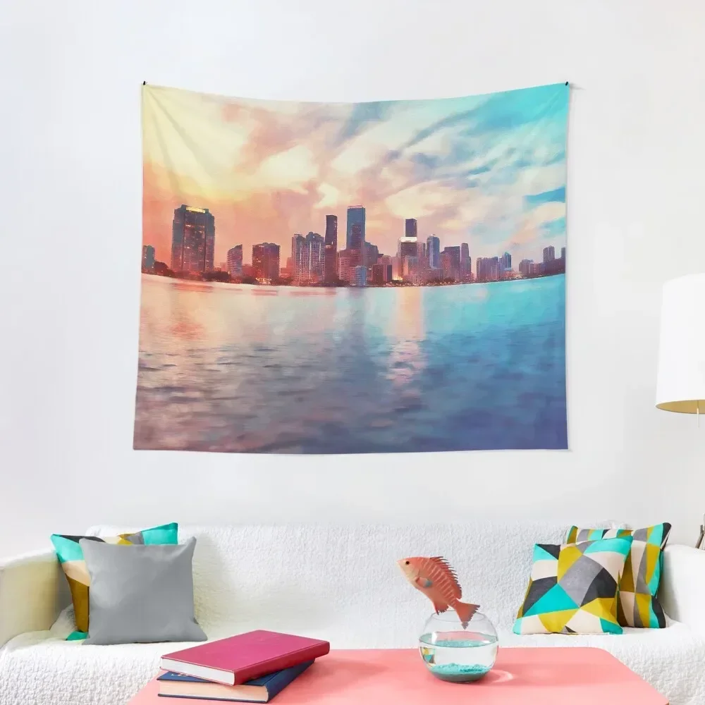 

Miami Cityscape Tapestry Decorative Wall Decorative Paintings Decoration For Bedroom Tapestry