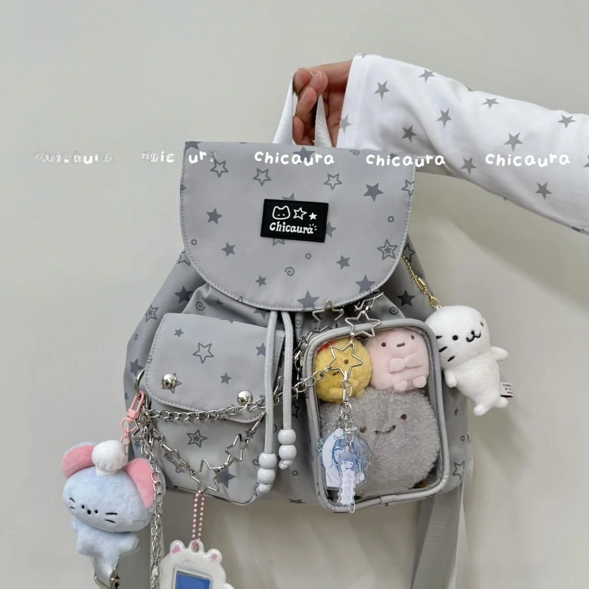 กระเป๋าสะพายไหล่คู่ลายจุดดาวใหญ่ รุ่นใหม่ ปี 2025 สไตล์เกาหลี  วัสดุไนลอนอเนกประสงค์ เหมาะสำหรับวัยรุ่นและใช้เดินทาง