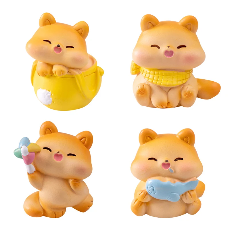 Bonito Miniatura Cartoon Chubby Cat Resina Ornamento, Figurinhas de Animais Kawaii, Micro Paisagem, Decoração de Mesa para Casa, Presente para Crianças