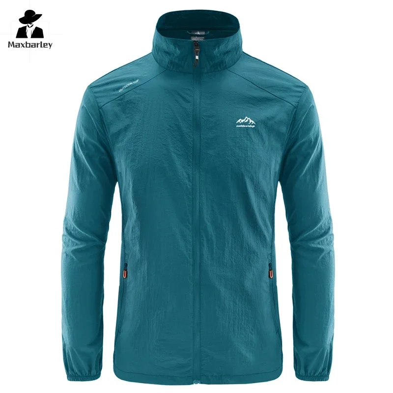 Summer Sun Protection Clothing Men's Fashion Fishing Ice Silk Thin Jacket Waterproof UV Coat Casual Camping Skin Windbreaker