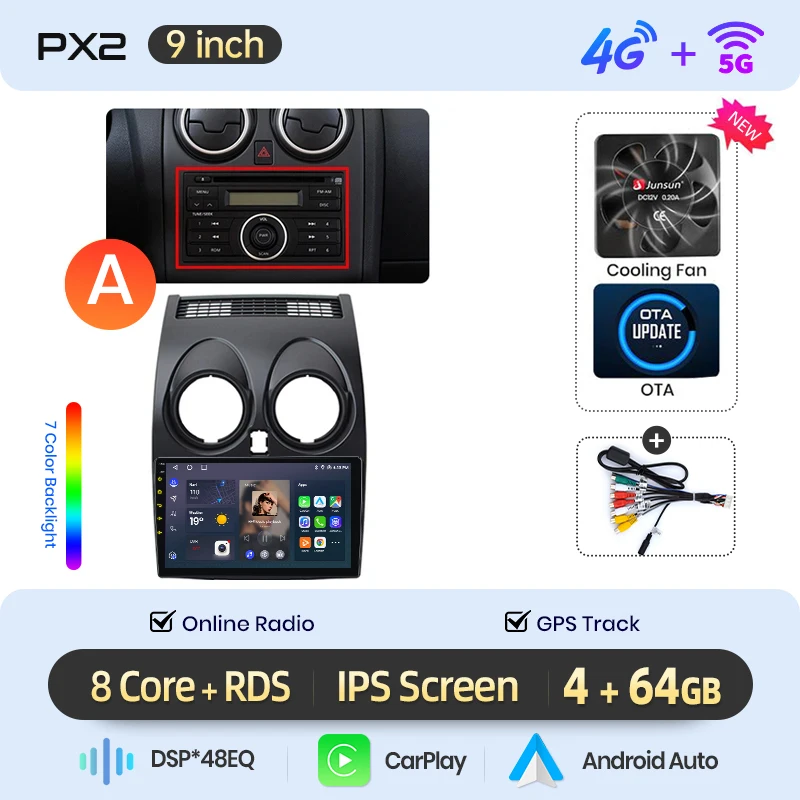 AWESAFE Draadloze CarPlay Android Auto Radio voor Nissan Qashqai J10 2006-2013 GPS Auto Navigatie Plug and Play met SWC RDS DSP