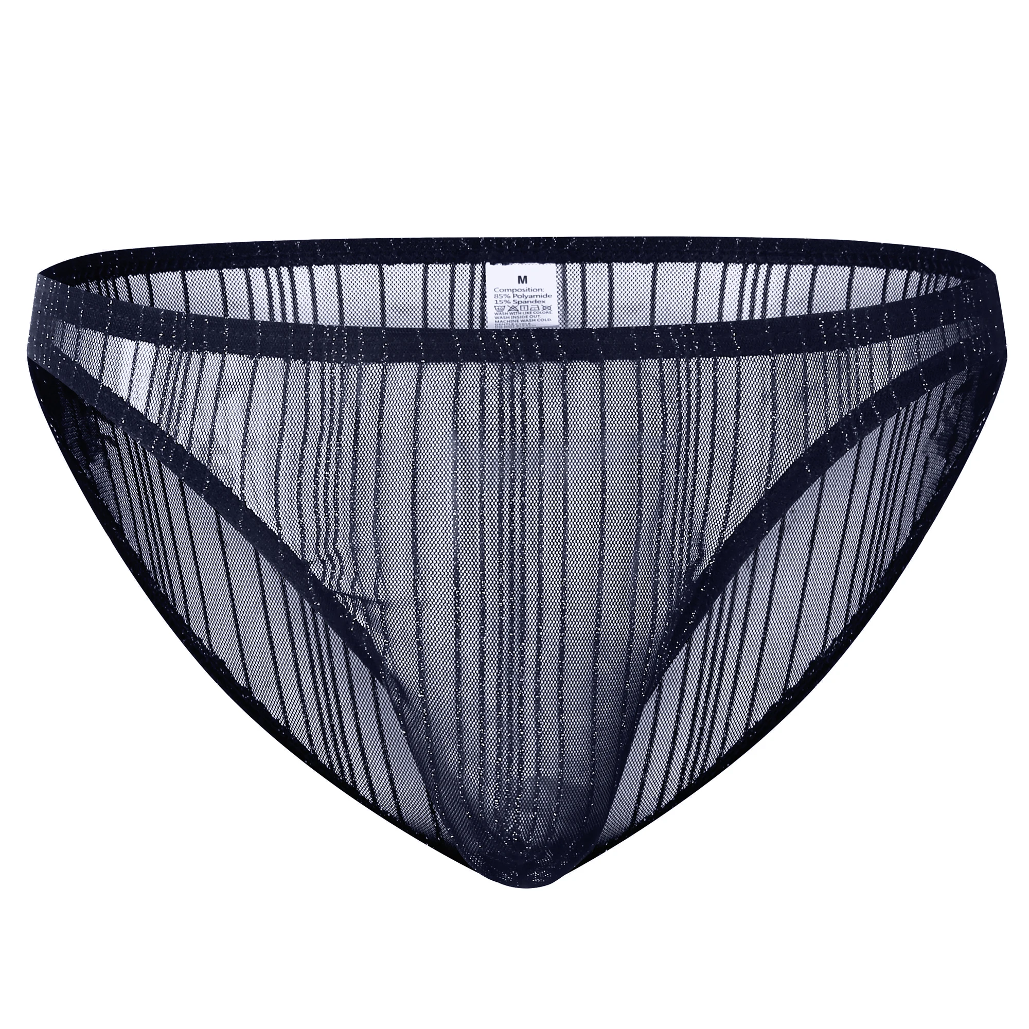 

3 Pack Mens Sexy Breathable Underwear Solid Color Erotic Panties Glitter Perspective Underpants Thongs Low Rise Soft Thin T-back