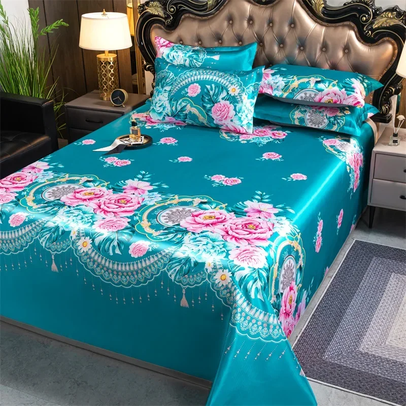 

Embroidery Bed Linen Home Decoration Cool Fitted Bed Sheet Plus Size Art Flower Comfortable Bedspread for Double Size Bed