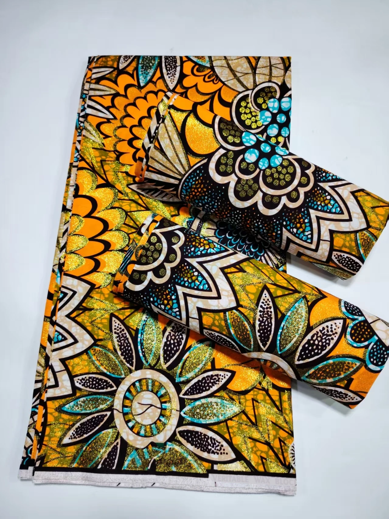 Fashion Soft African Cotton Golden Wax Prints Fabric, Grand Glitter Golden Wax Tissu Fabric 6yards Nigerial Style H5-1216-1 view 6
