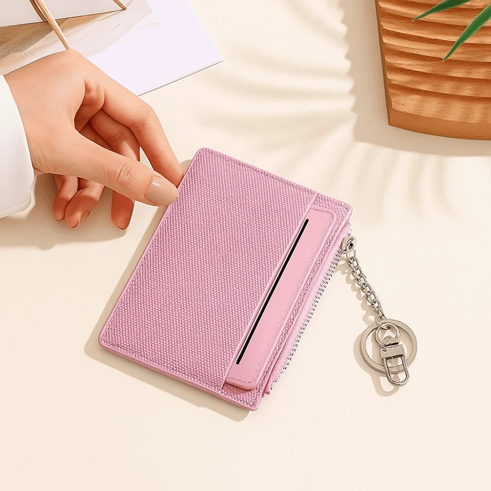 أزياء مع سلسلة المفاتيح المرأة محفظة قصيرة بو الجلود سستة إغلاق بو حامل بطاقة بلون أنيق محفظة نسائية للعملات المعدنية النساء