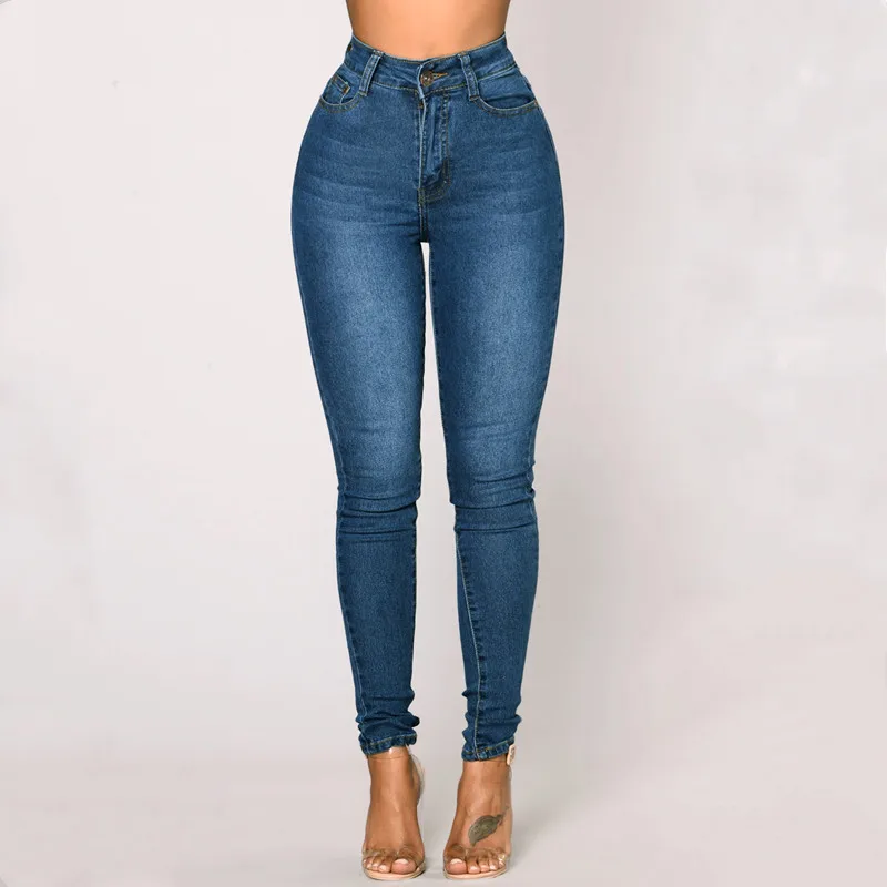 

Faionable High-Waisted Elastic Pencil Jeans Women's Pants Cotton Stretch Denim High Waist Long Trousers Fall Season Wear