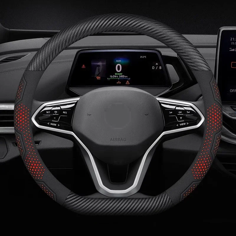

Car steering wheel cover ultra-thin non-slip sweat-absorbing breathable all-season wear-resistant round D-type special handle co