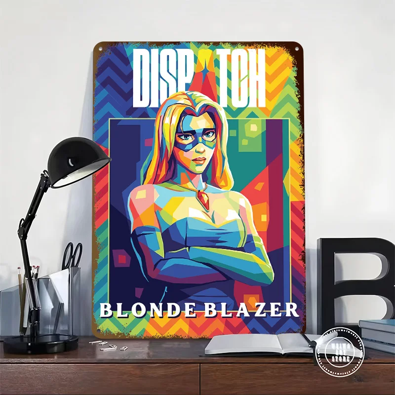 Dispatch Blonde Blazer Pop Art Portrait 3D Texture Printed Poster Custom Vintage Metal Tin Plate Sign for Wall Art Decor Luxury