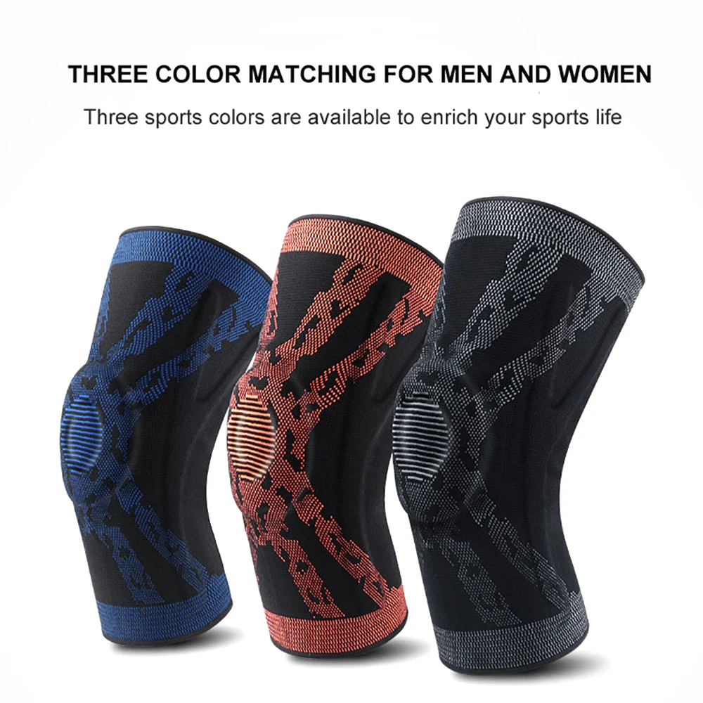 1Pc/2Pc Knee Patella Protector Brace,Silicone Spring Basketball Running,Compression Knee Sleeve Support Pad Sports Brace Kneepad