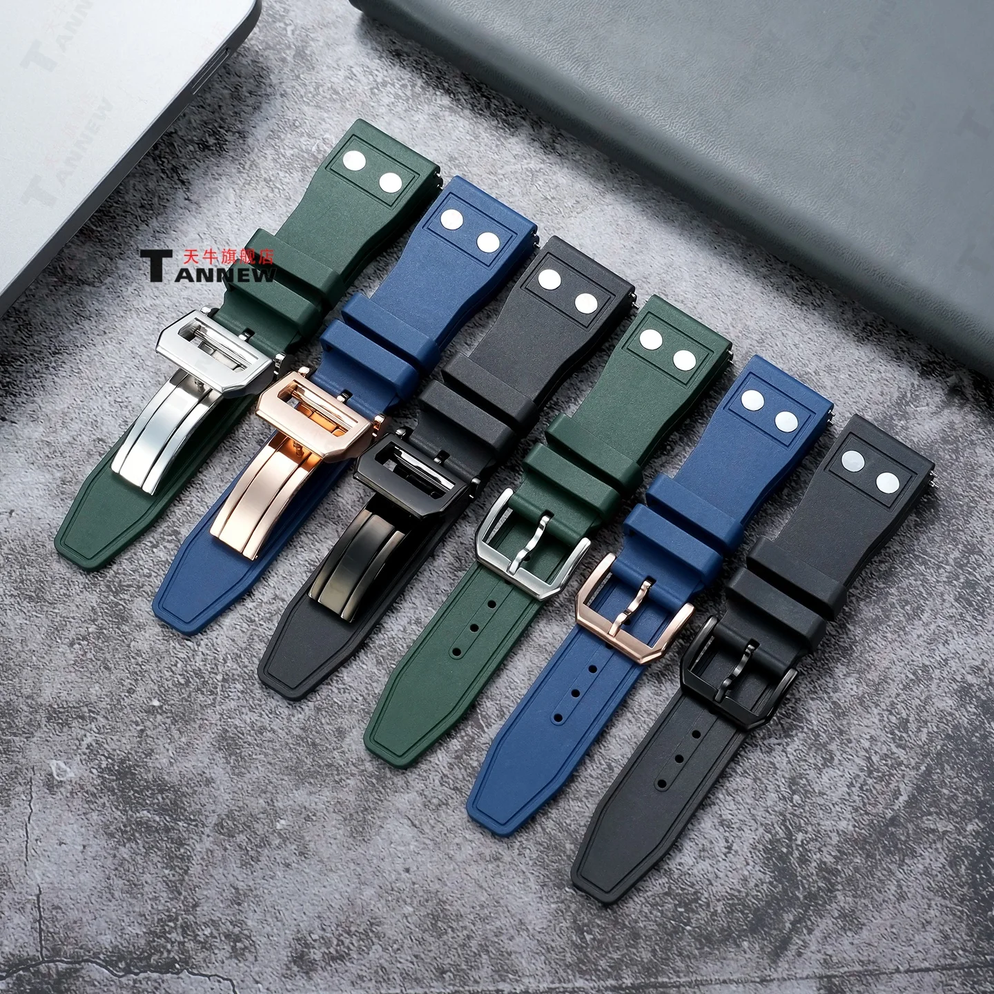 21mm FKM Rubber Watch Strap Compatible with Rado Captain Cook Replacement Fluoroelastomer Band
