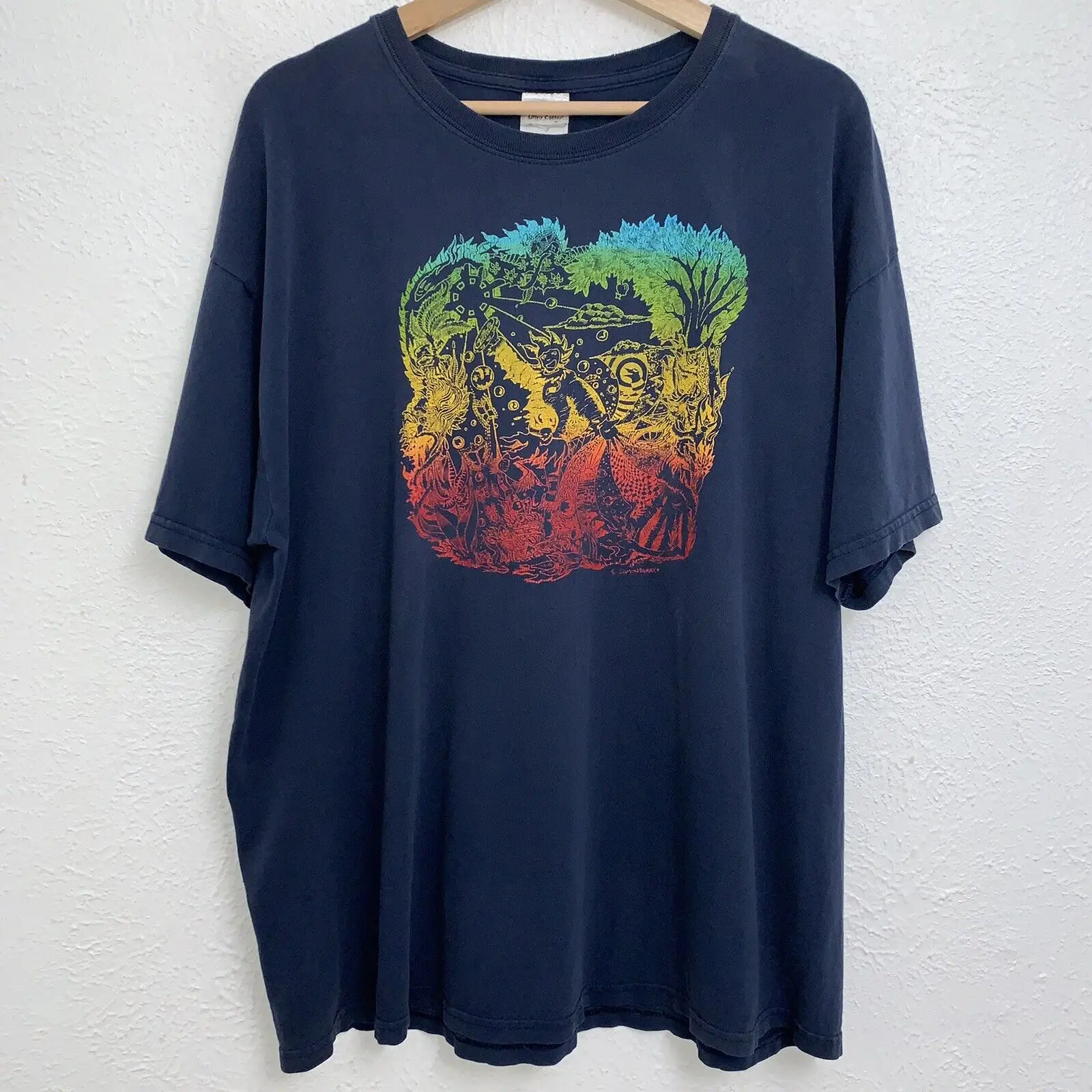 Vintage Samonberry Jester Forest Art Tee Navy T-Shirt Short Sleeve Size XL