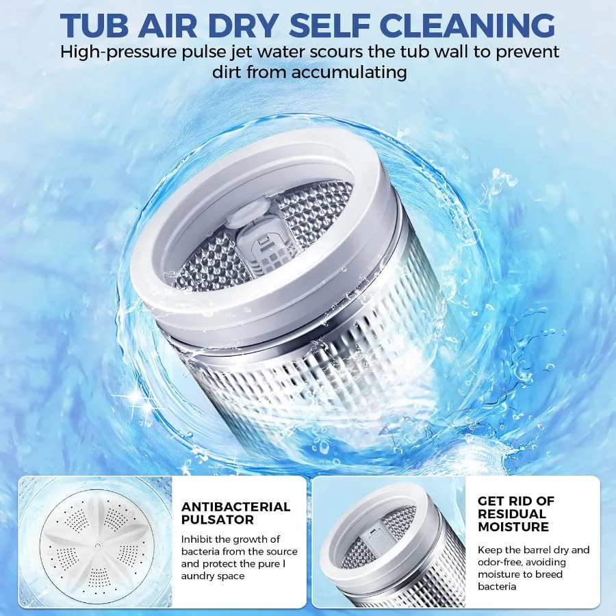 Compact Portable Washing Machine with 17.8Lbs Capacity and Full-Automatic Functionality 2.4Cu.ft Washer and Dryer Combo Featuri