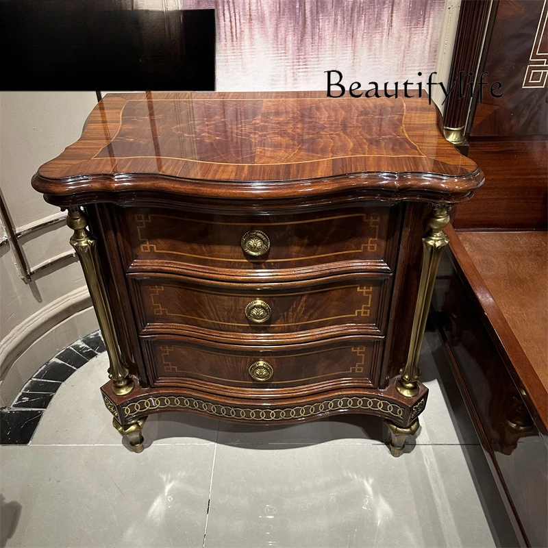 European bedside table bedroom solid wood chest villa neoclassical storage designer style high sense