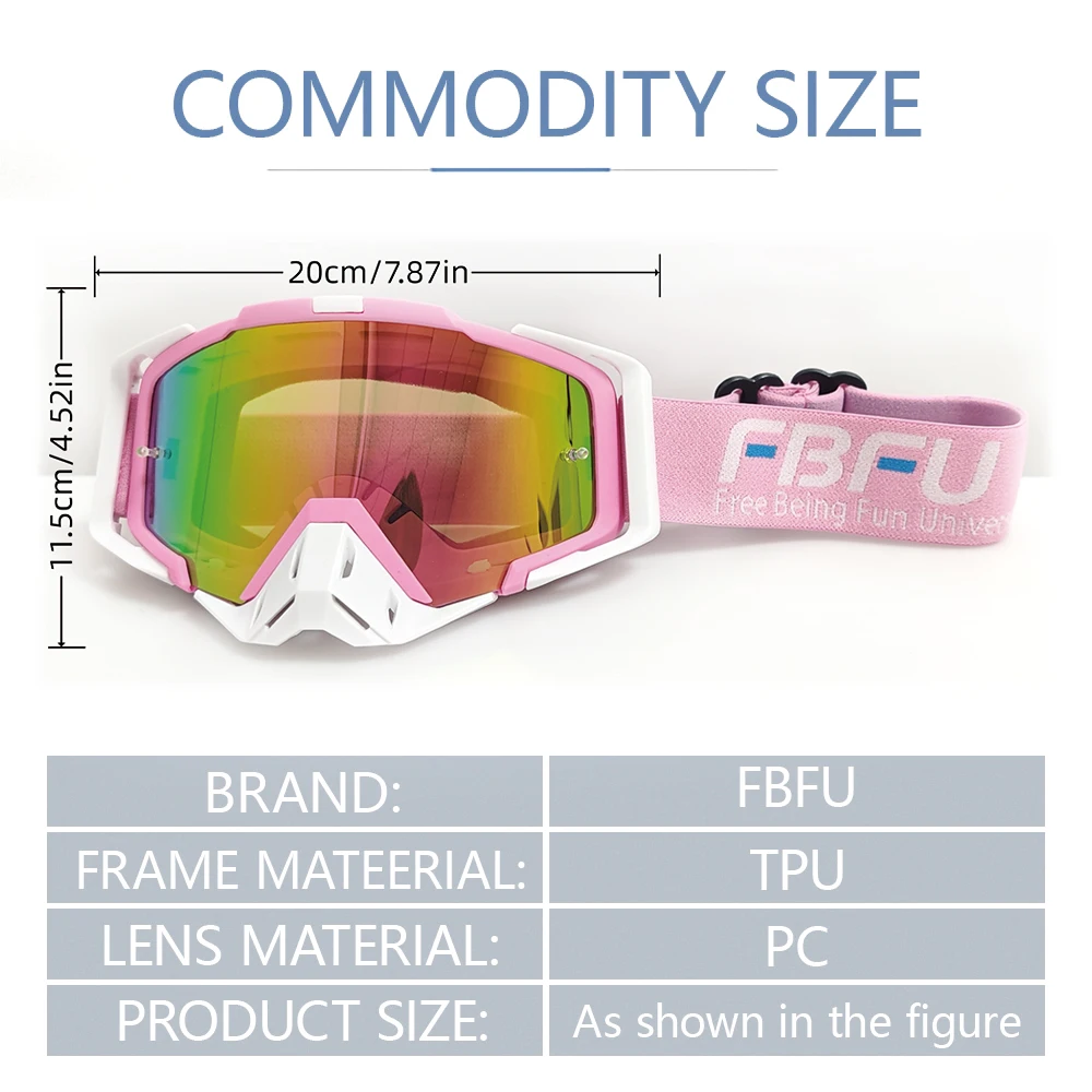 2025 FBFU 男女兼用保護メガネ、防塵・防砂、四季対応、スキー、バイク、オフロードスポーツ用