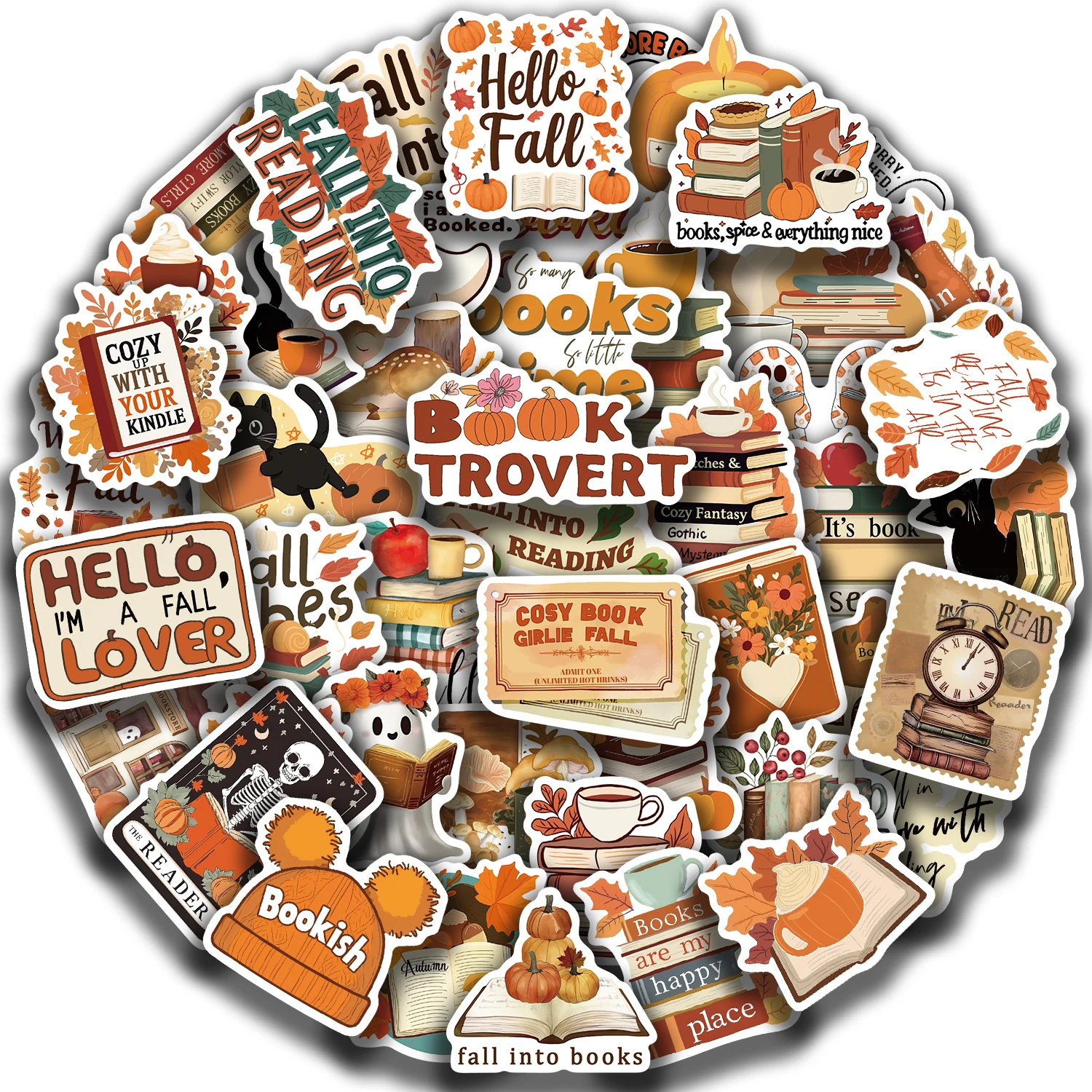 50 Stück Buchische Herbst-Aufkleber, motivierende Scrapbook-Aufkleber für Wasserflaschen, wasserfeste Belohnungsaufkleber mit positiver Affirmation