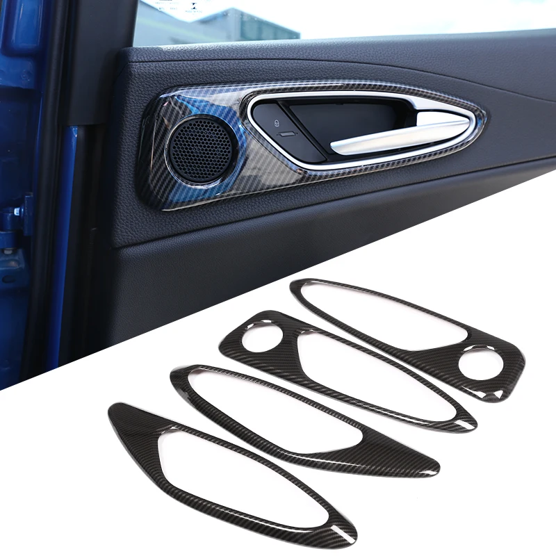 For Alfa Romeo Giulia 2017 2018 Car Accessories 4 Pcs ABS Car Chrome Interior Door Handle Frame Cover Trim Carbon Fiber