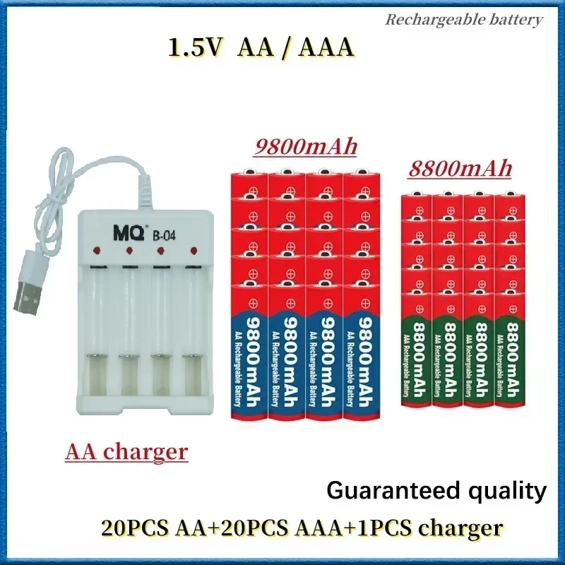 NEW 1.5V AA9800mAh+AAA8800mAh+USBcharger 1.5V, Rechargeable Nickel Hydrogen Battery, Used for Electronic Toys, Camera Batteries