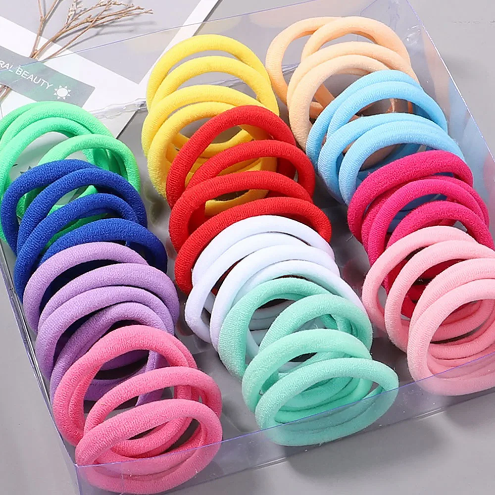 30Pcs/Set Women Elastic Hair Bands For Baby Girls Colorful Nylon Rubber Headband Scrunchies Kids Ponytail Holder Accessories