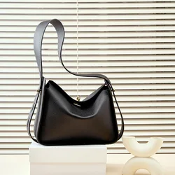 Top layer Cowhide Shoulder Underarm Bag Women's wide strap bags New soft Real Leather Ladies Light Luxury commuting Tote Bag