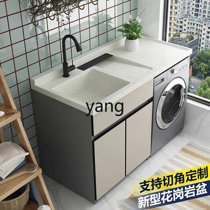 CX balcony granite washing machine significant other cabinet with rubbing board sink washbasin corner cutting integration