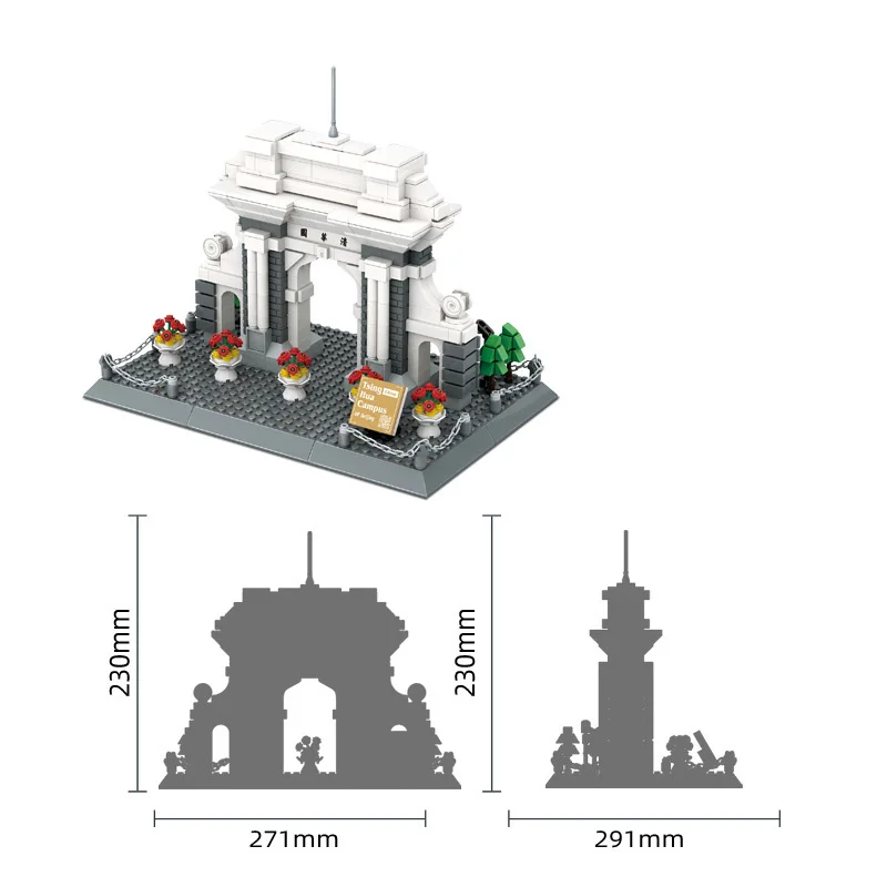 Architettura antica storica creativa Cina Pechino Tsinghua Campus Building Block Collezione di giocattoli in mattoni per Gfit