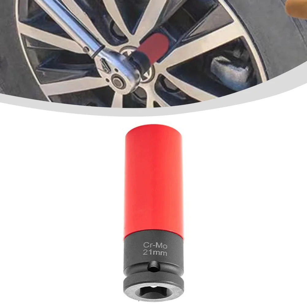 1pc 17mm/19mm/21mm Diepe Wielmoer Socket Hexagon Met Beschermende mouwen Voor Auto Wielen Handgereedschap Onderdelen