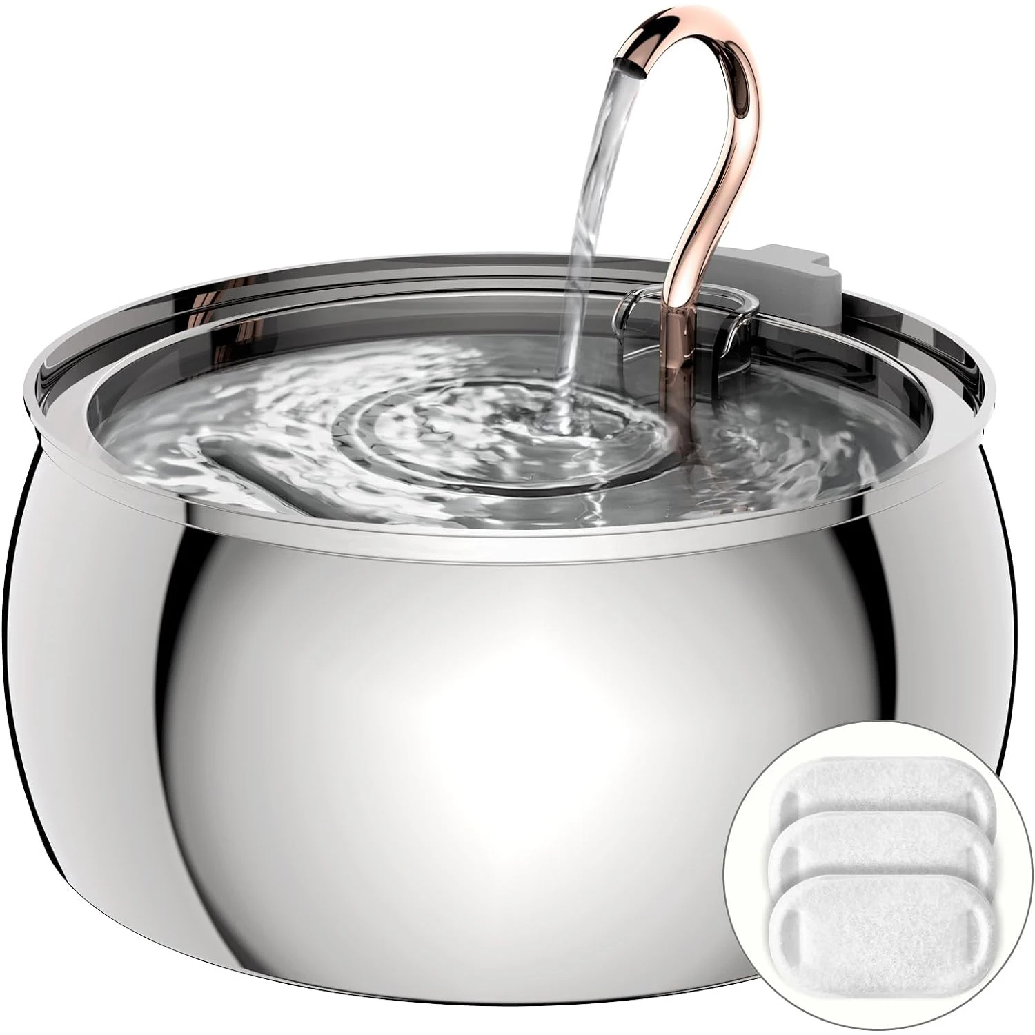 

4L Stainless Steel Automatic Pet Water Fountain LED Lighting 4-Layer Filter Adjustable Dog Water Dispenser Bowl Durable Design