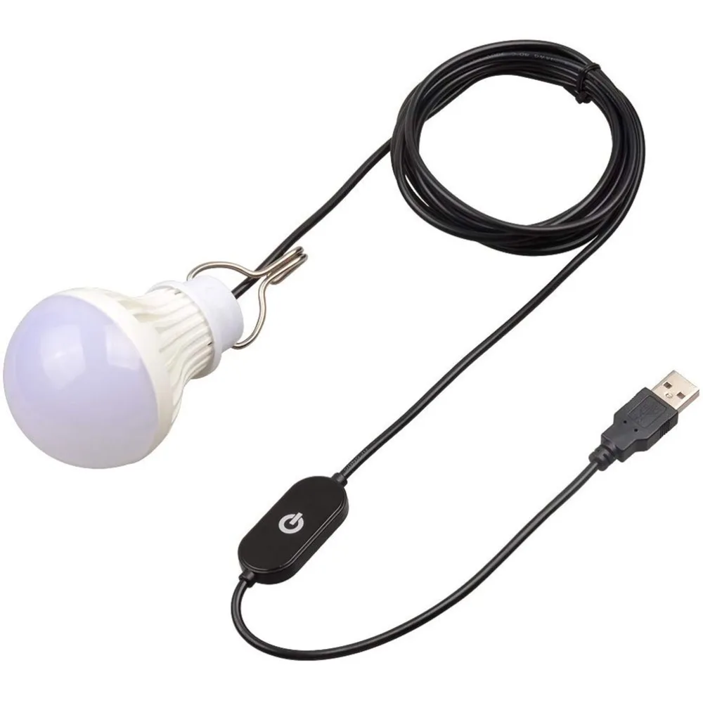 Convenient USB Powered LED Camping Bulb 5V 5W LED Lamp with Cable Low Consumption Emergency Light Bulb Outdoor Activities