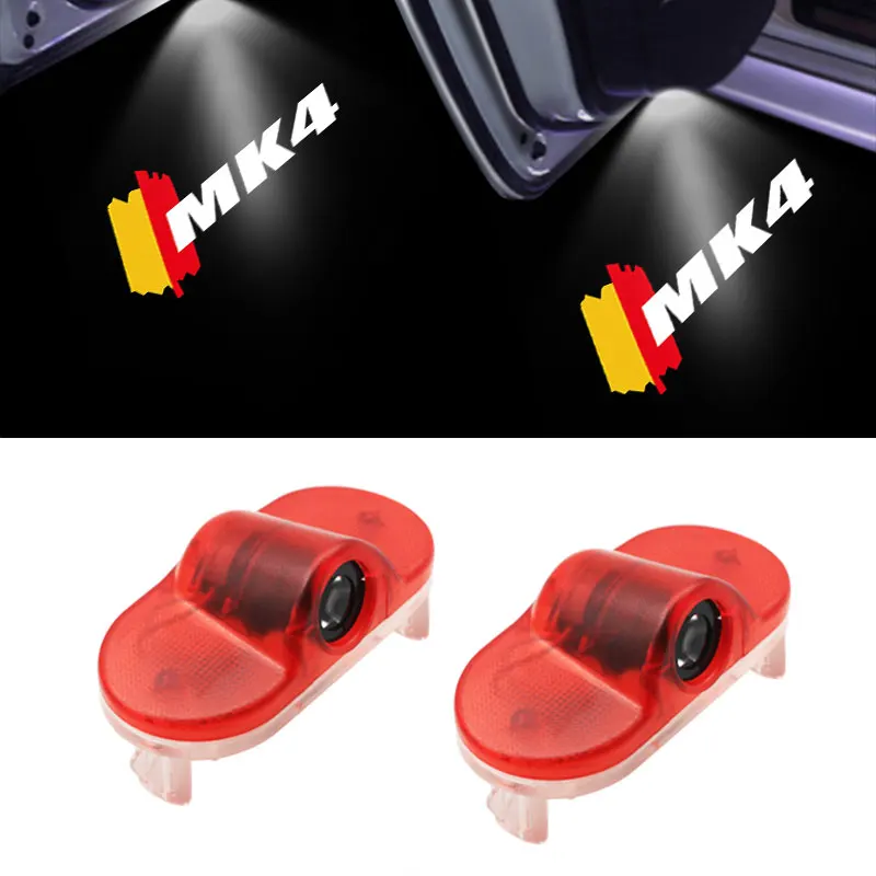 2Pcs LED Car Door Welcome Lights Projector Logo for Volkswagen Mk4 Ghost Shadow Light Decor Ambient Lamp Safety Auto Accessory