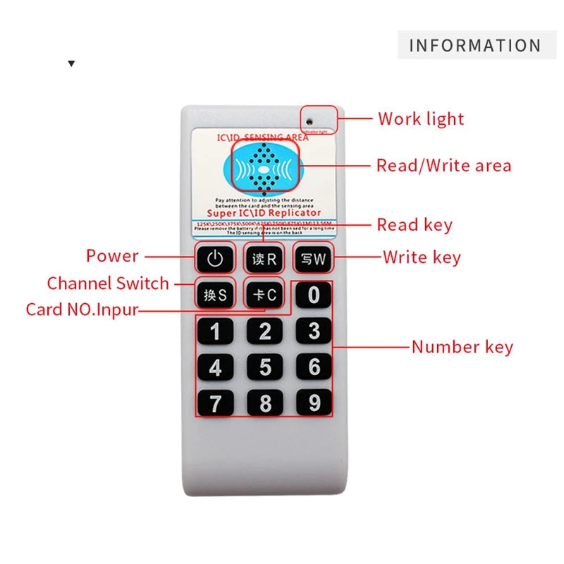 Handheld Frequency 125Khz-13.56MHZ Copier Duplicator ID IC 8211 Card Reader Writer Access Control Card Pass Id Firewall