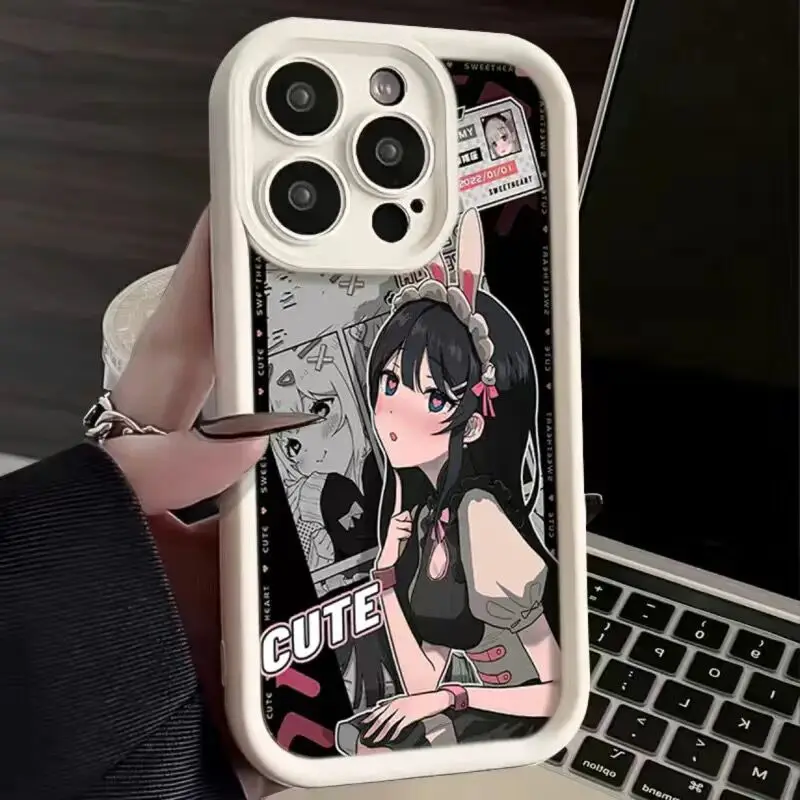 Cute Japanese anime girl shockproof phone case for iphone 15 pro max 14 plus 11 13 12 back cover for iphone xr x xs max 7 8 plus