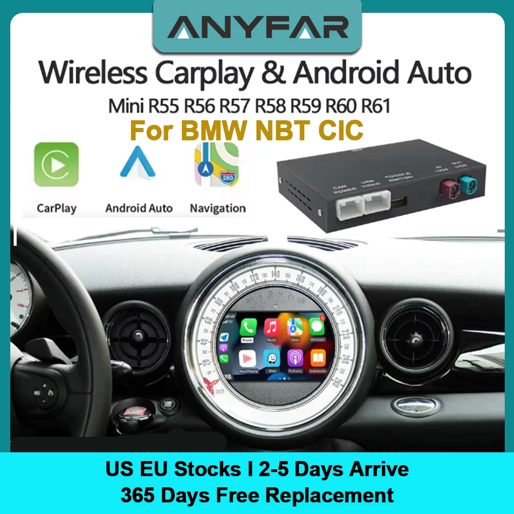 ANYFAR Für BMW CIC NBT 5er Serie Kabelloses CarPlay Android AUTO Für CIC NBT F10 F11 2011-2017 NBT CIC Systeme Unterstützt Phase Airplay