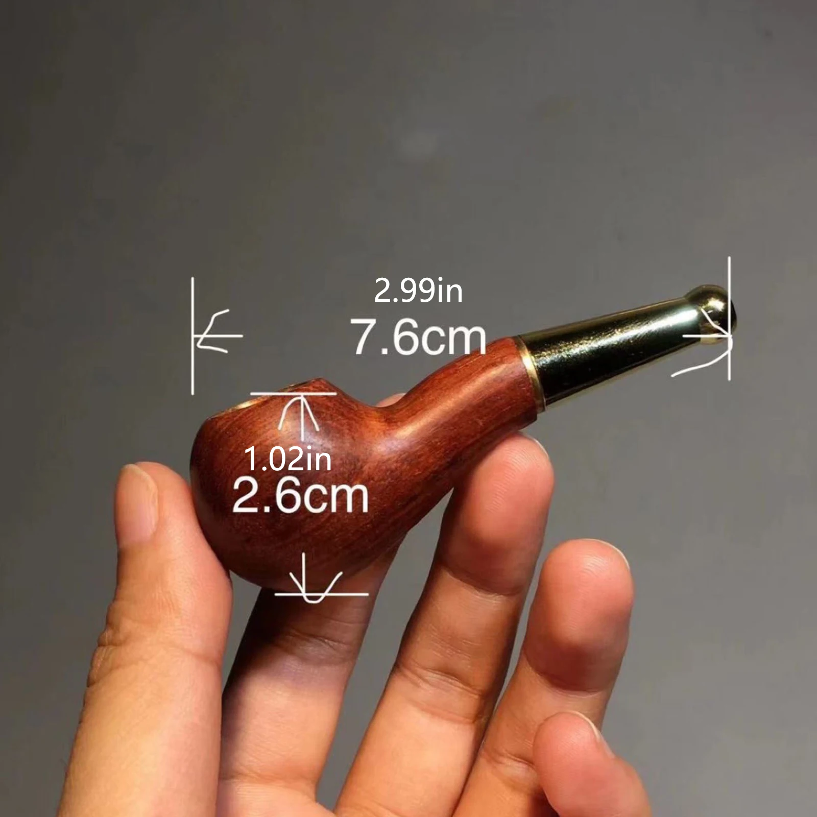 1pc High-End Solid Wood Handmade Old-fashioned Dry Tobacco Pipe Men\'s Red Sandalwood Filter Pocket Short Cigarette Holder