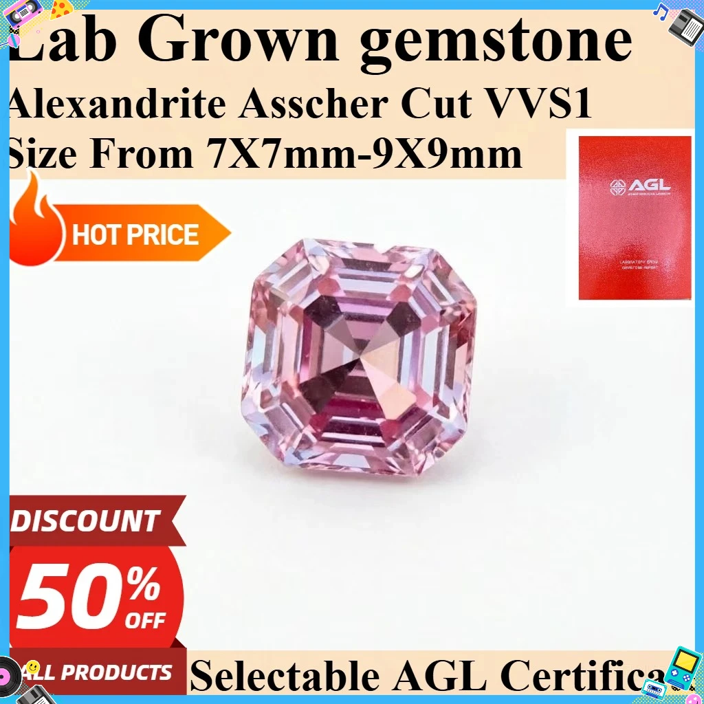 

Alexandrite Asscher Shape High Quality Lab Grown Gemstone for DIY Advanced Jewelry Making Materials Selectable Certificate
