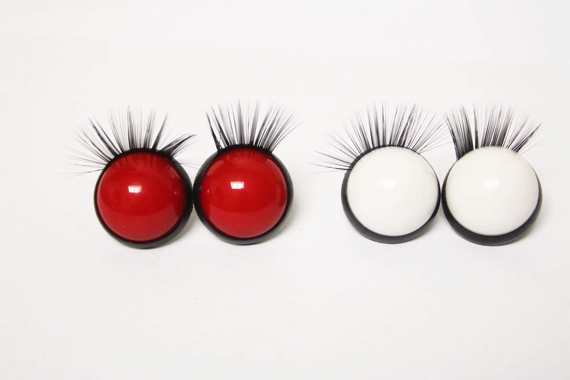 20set/lot  red white color  round toy eyes with black pupil eyes eyelash tray  handpress washer for handcraft findings